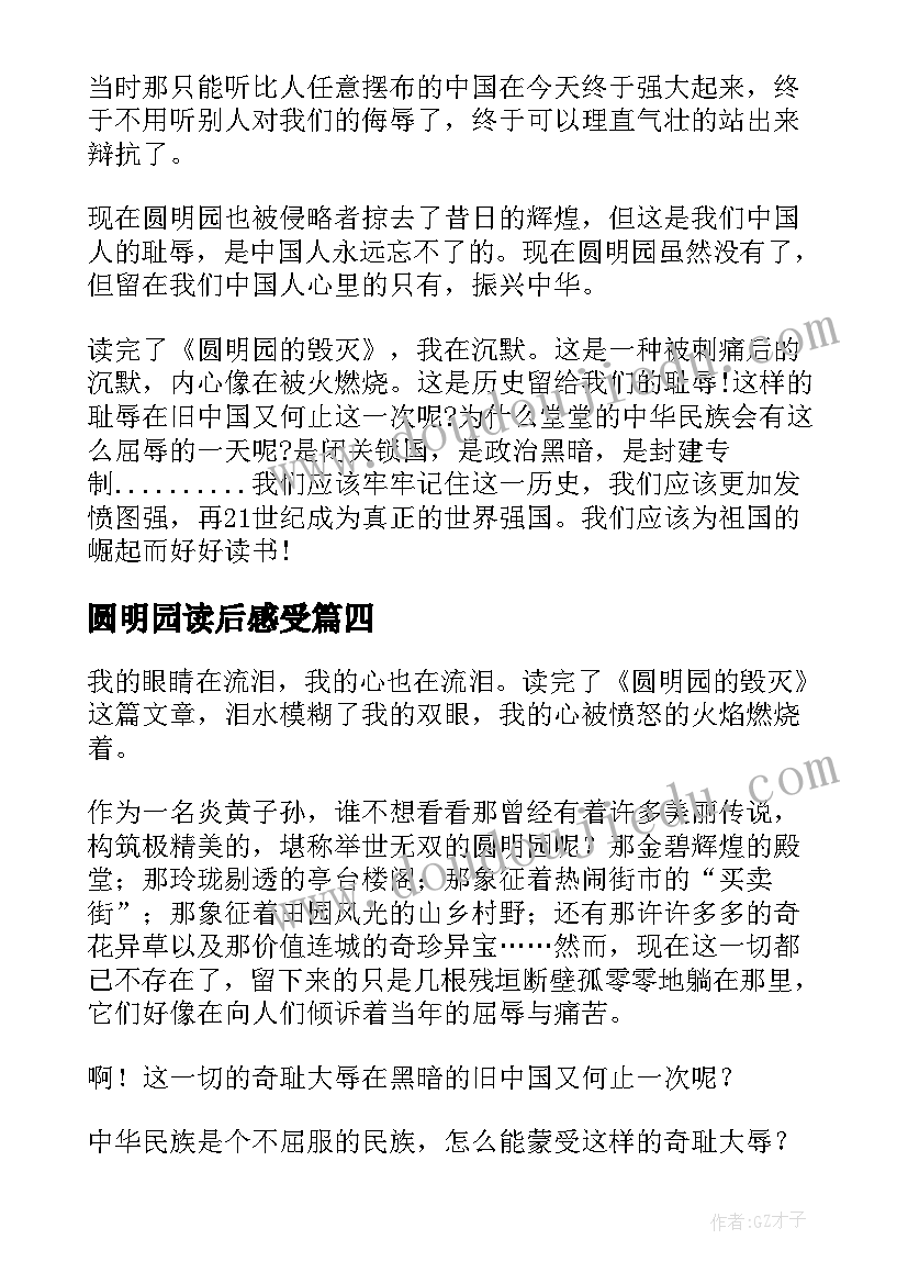 圆明园读后感受 小学生圆明园的毁灭读后感(精选5篇)