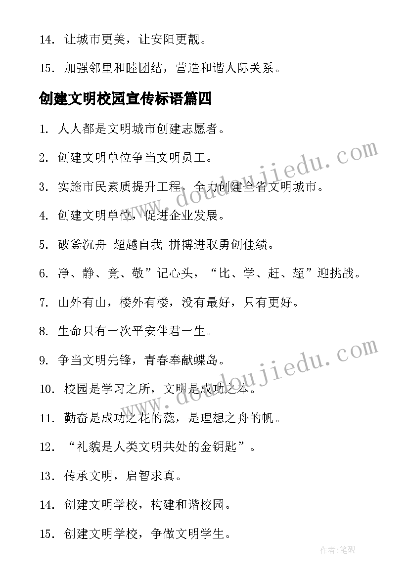 最新创建文明校园宣传标语(通用6篇)