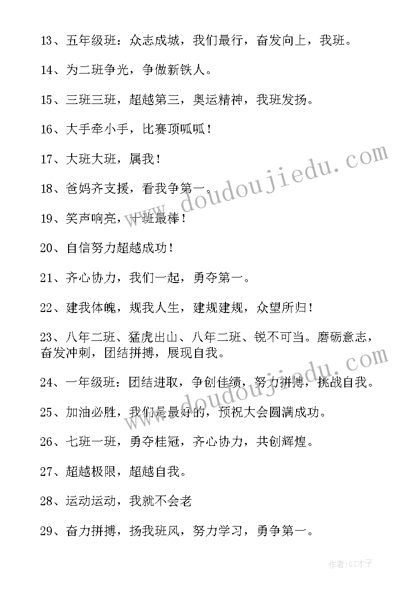 最新运动的加油稿 运动会加油口号运动会加油口号(实用8篇)