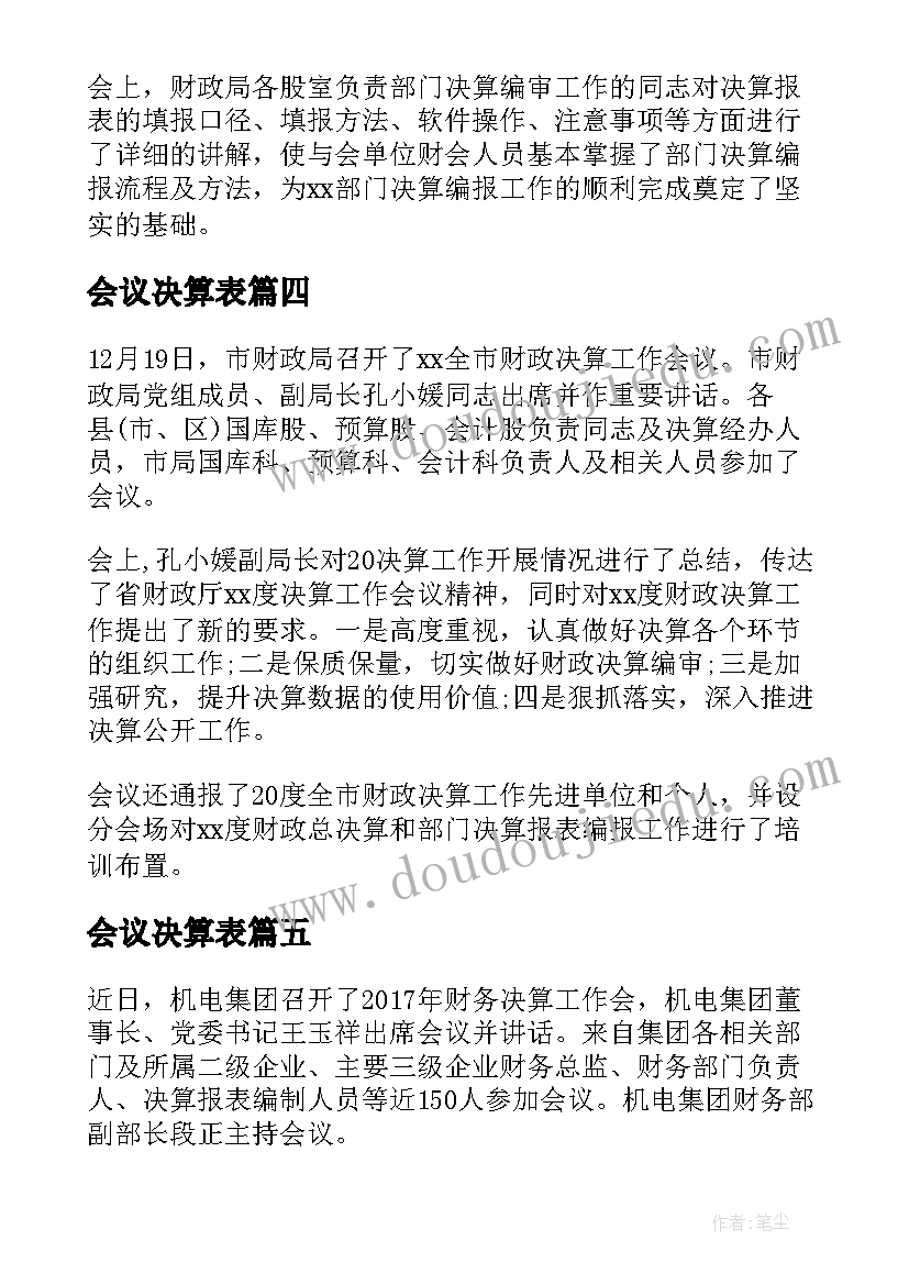 2023年会议决算表 公司财务决算会议总结(汇总5篇)