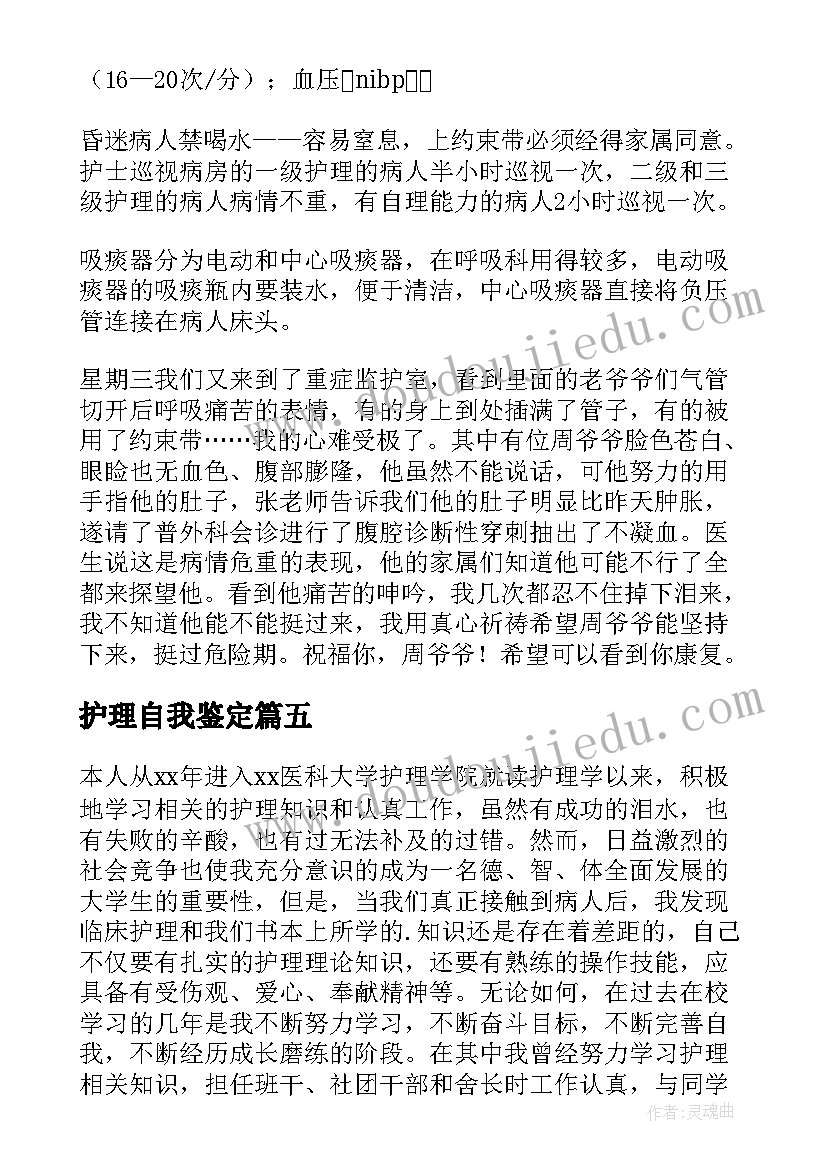 2023年护理自我鉴定(通用5篇)