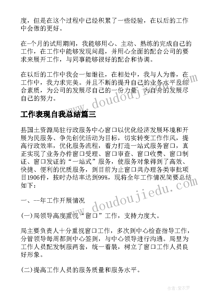 2023年工作表现自我总结 自我鉴定工作表现(大全6篇)