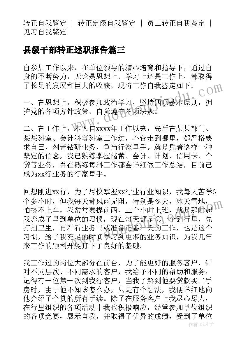 最新县级干部转正述职报告(精选10篇)