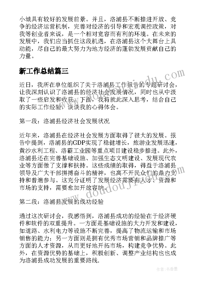 新工作总结 洛浦县工作报告心得体会(模板6篇)