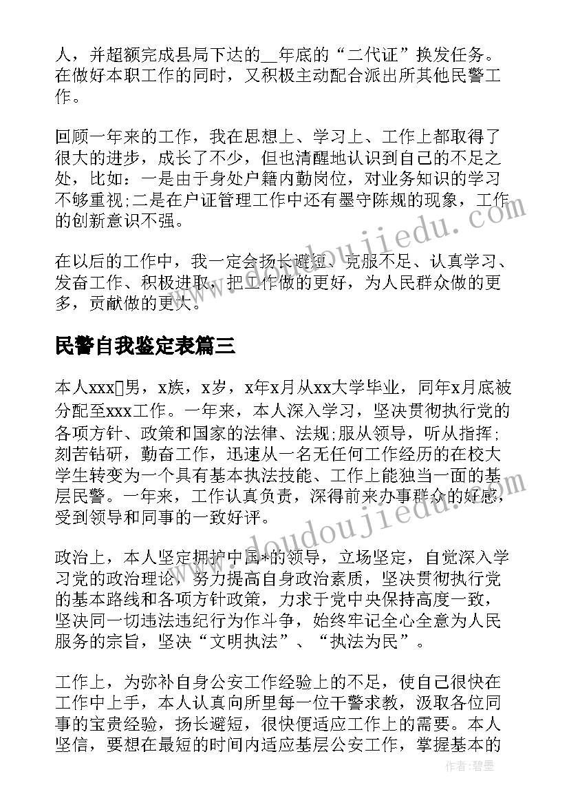 民警自我鉴定表 进衔民警自我鉴定(模板5篇)