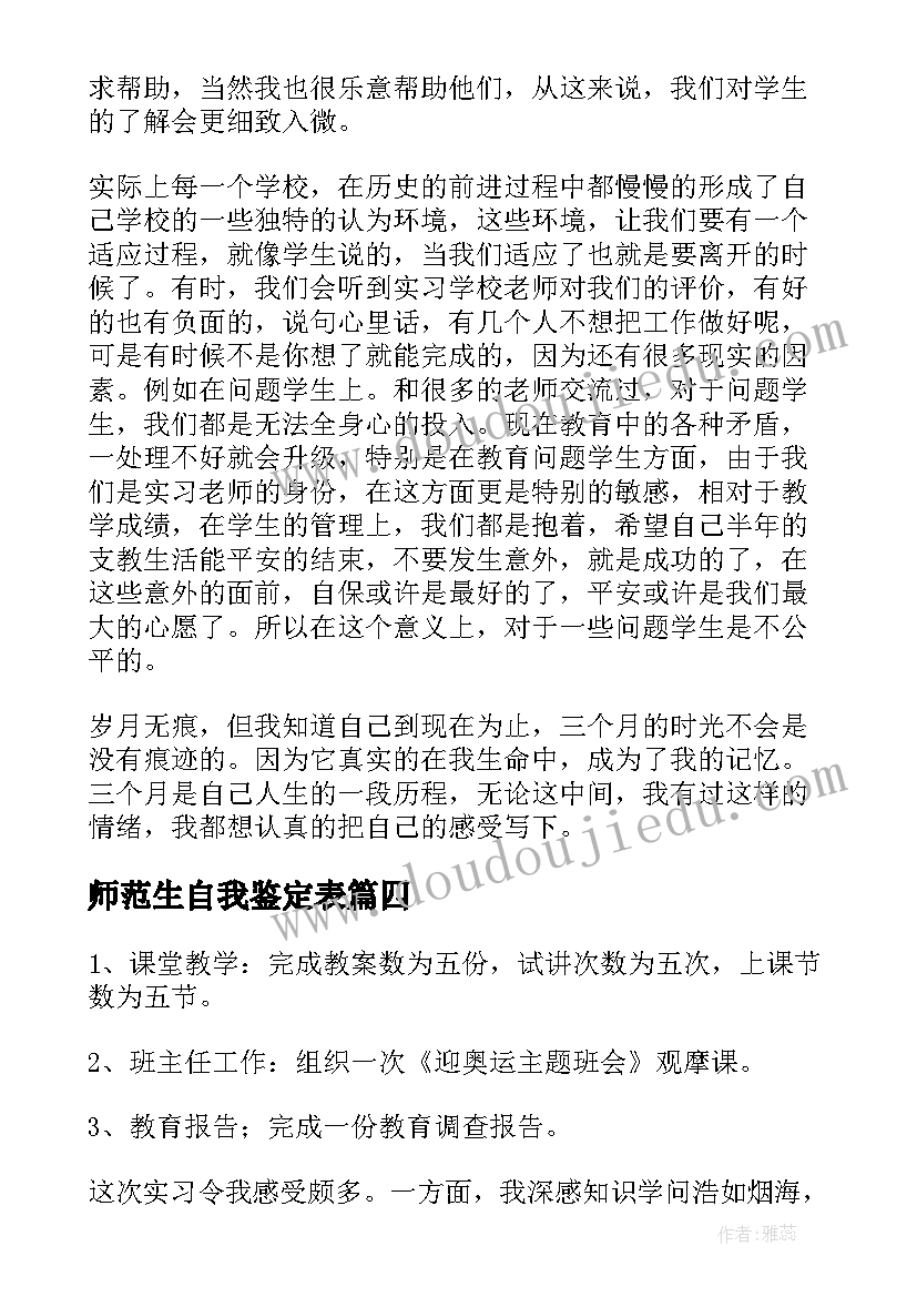 2023年师范生自我鉴定表 师范生自我鉴定(优质8篇)