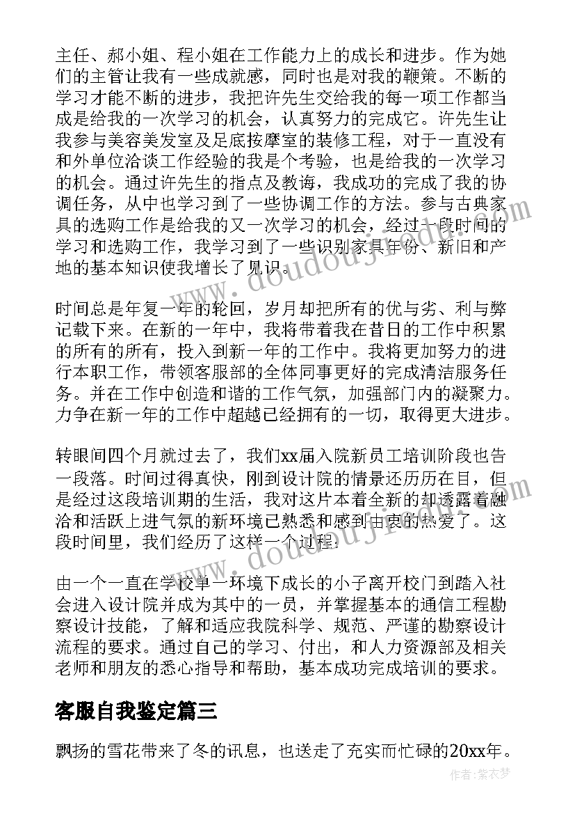 客服自我鉴定(精选8篇)