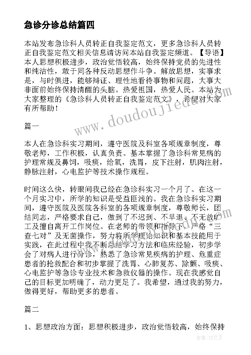 2023年急诊分诊总结(模板10篇)