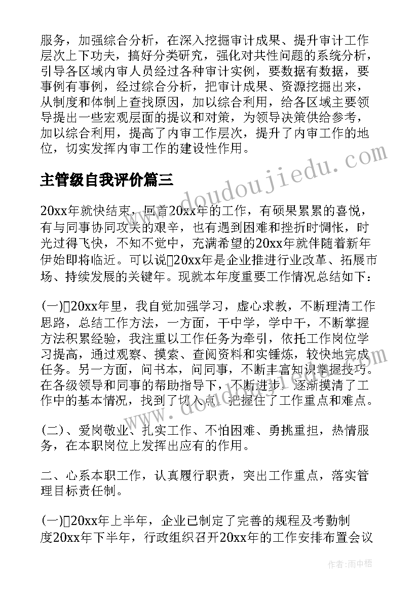 2023年主管级自我评价(实用6篇)