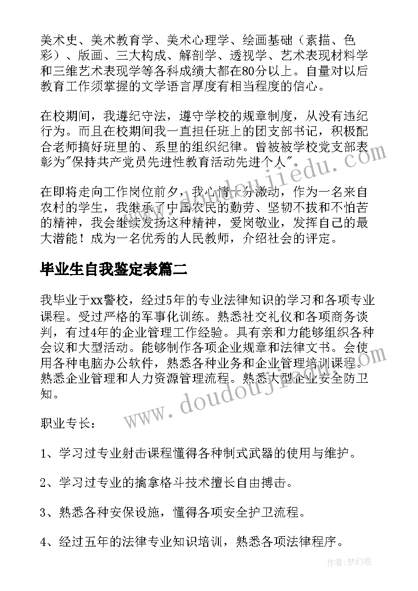 2023年毕业生自我鉴定表(优质7篇)