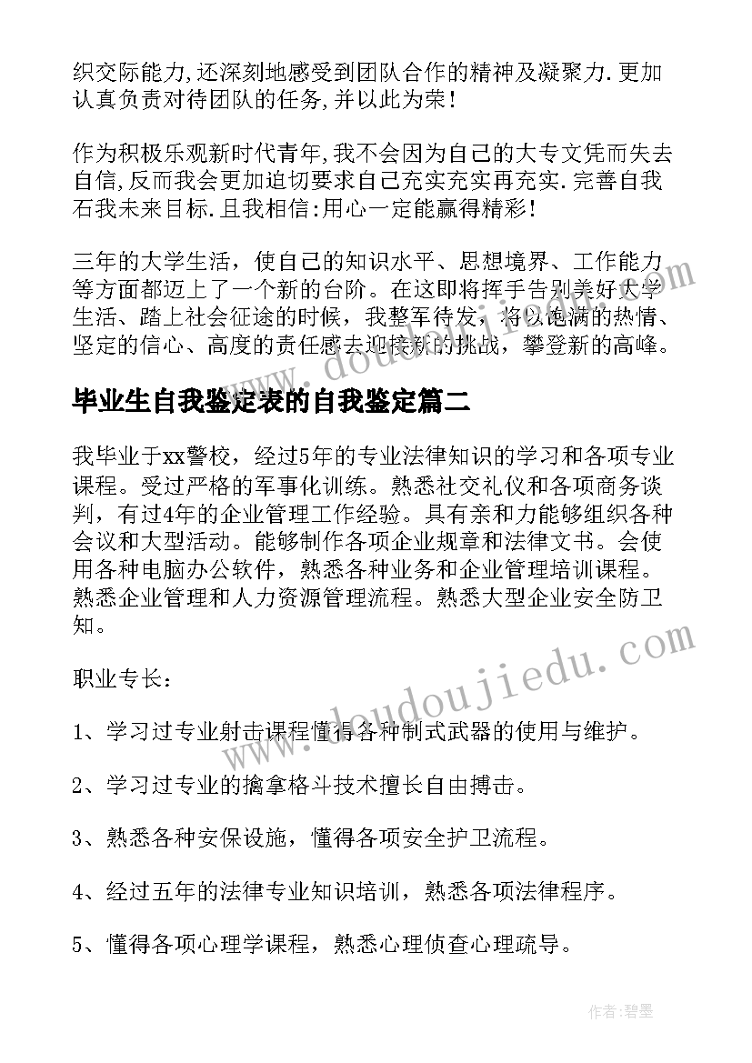 毕业生自我鉴定表的自我鉴定 毕业生自我鉴定(优质6篇)