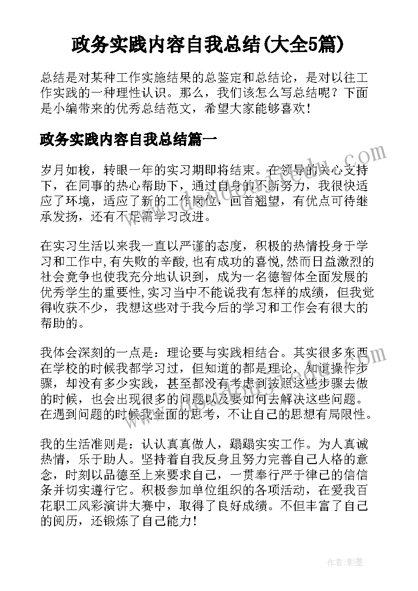 政务实践内容自我总结(大全5篇)