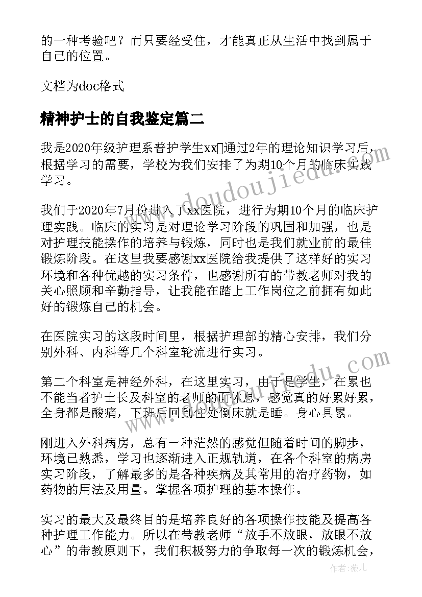 2023年精神护士的自我鉴定(精选5篇)