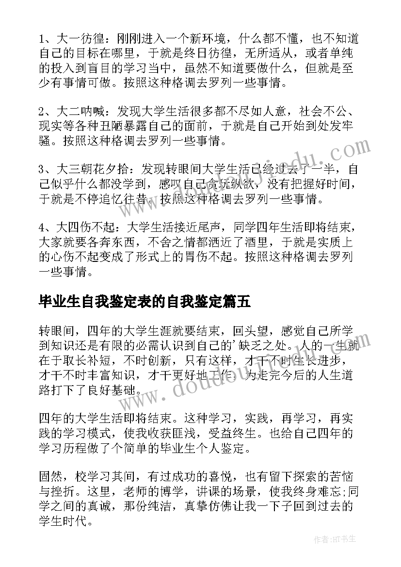 毕业生自我鉴定表的自我鉴定 毕业生自我鉴定(大全9篇)