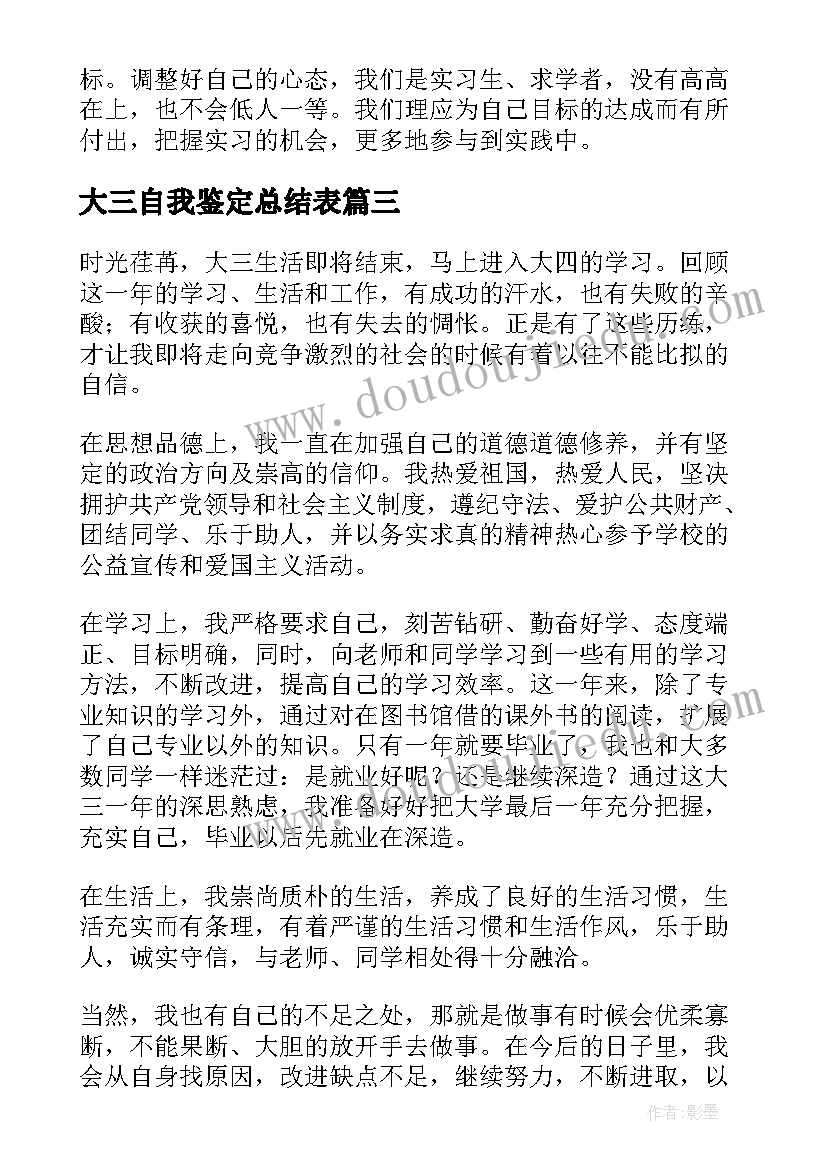 2023年大三自我鉴定总结表 大三自我鉴定总结(通用5篇)