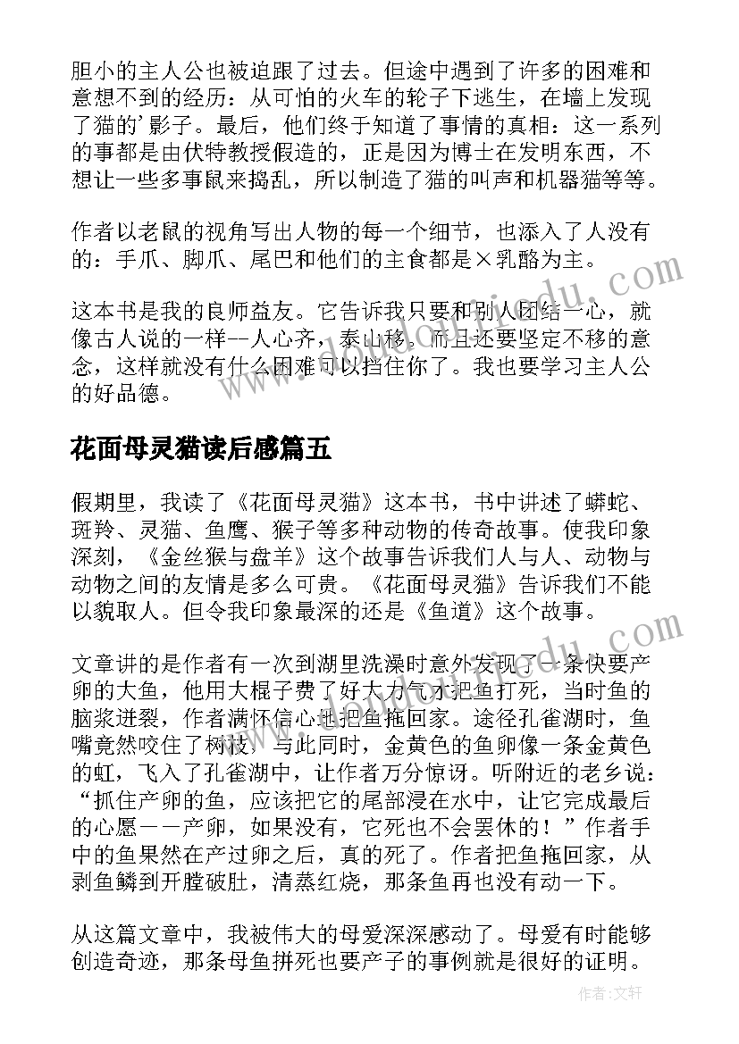 2023年花面母灵猫读后感(模板5篇)