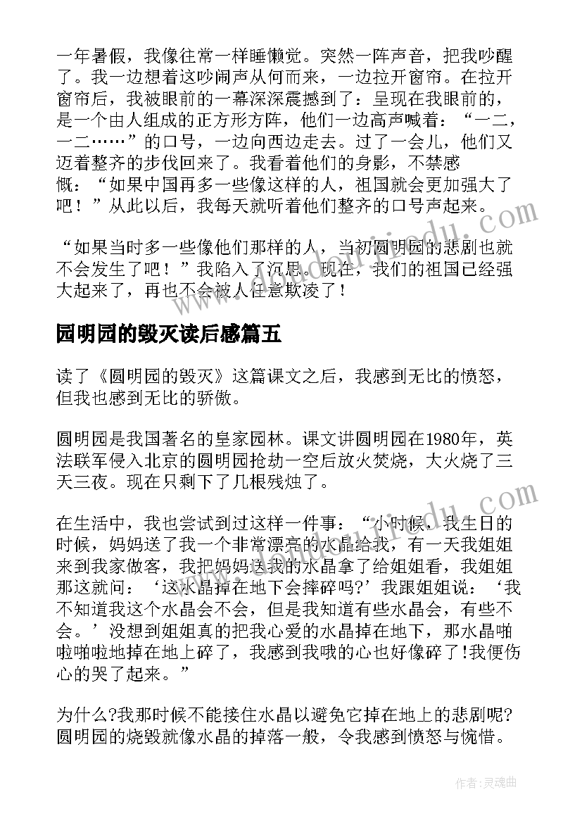 2023年园明园的毁灭读后感 圆明园的毁灭读后感(优秀10篇)