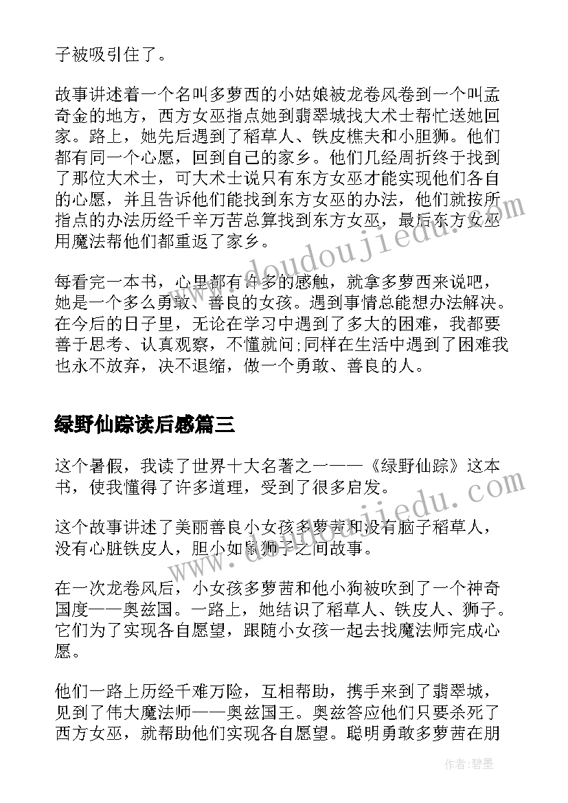 2023年绿野仙踪读后感(大全10篇)