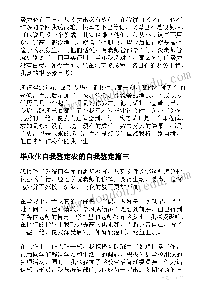 最新毕业生自我鉴定表的自我鉴定 毕业生的自我鉴定(大全10篇)