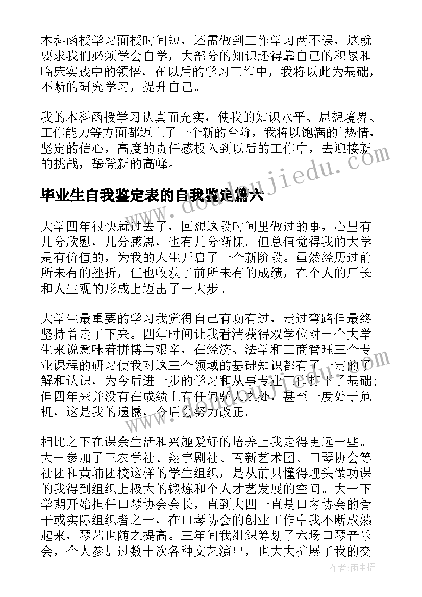 最新毕业生自我鉴定表的自我鉴定 毕业生的自我鉴定(大全10篇)