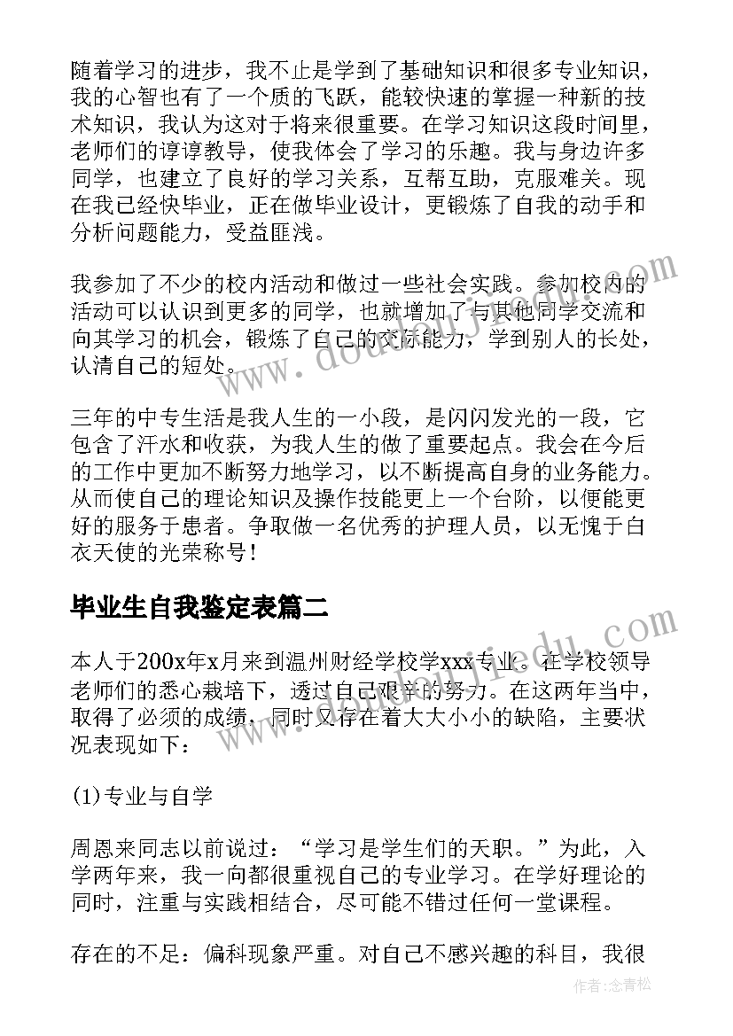 2023年毕业生自我鉴定表(通用8篇)