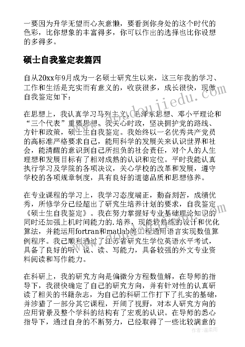 最新硕士自我鉴定表 硕士生毕业自我鉴定(精选5篇)