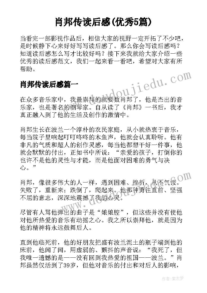 肖邦传读后感(优秀5篇)