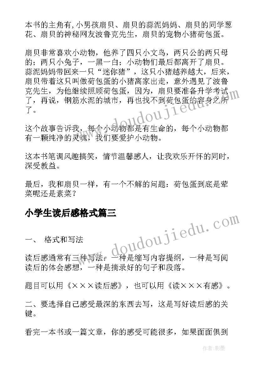 2023年小学生读后感格式(优质5篇)