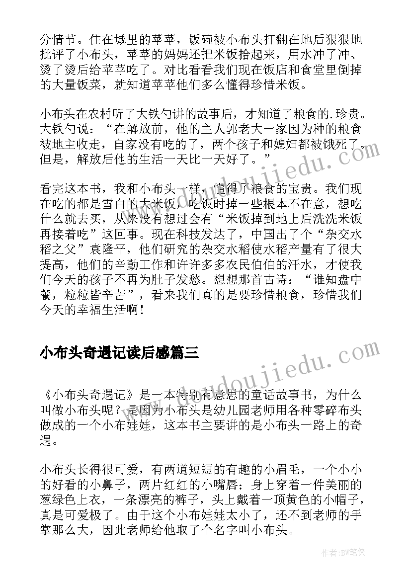 最新小布头奇遇记读后感(精选6篇)