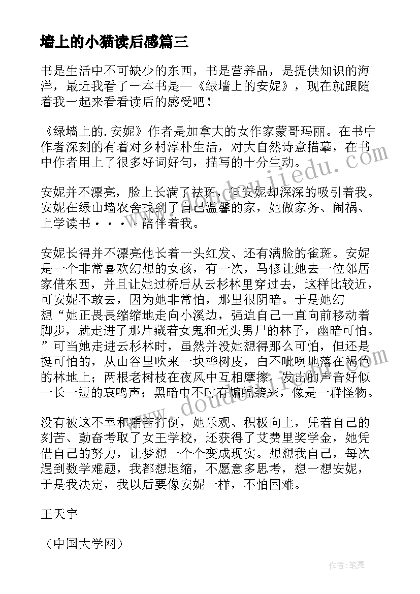 2023年墙上的小猫读后感 白墙上的舌头读后感(精选5篇)