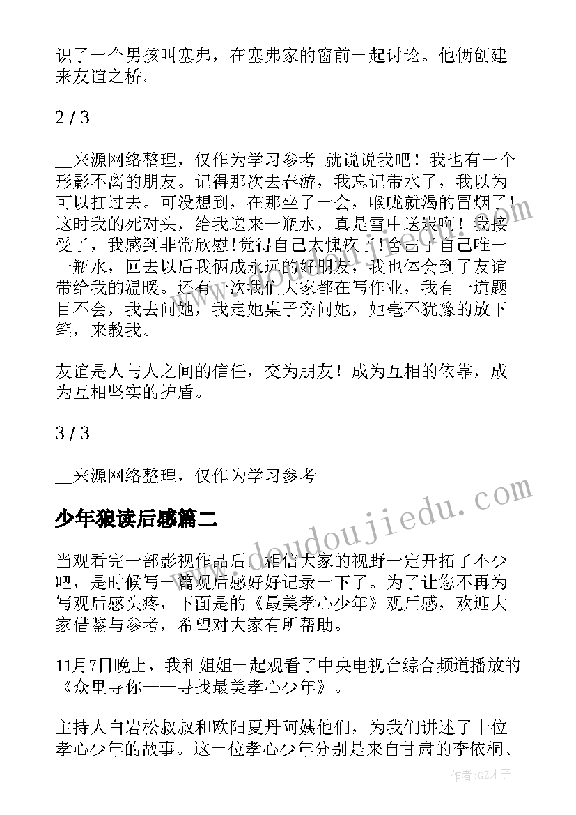 最新少年狼读后感 窗后少年读后感(优质9篇)