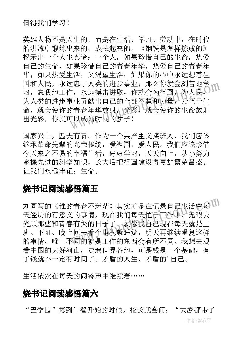 烧书记阅读感悟(汇总6篇)