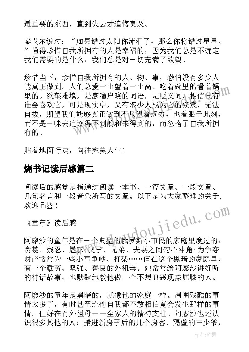 烧书记读后感 飘读后感读后感(大全8篇)