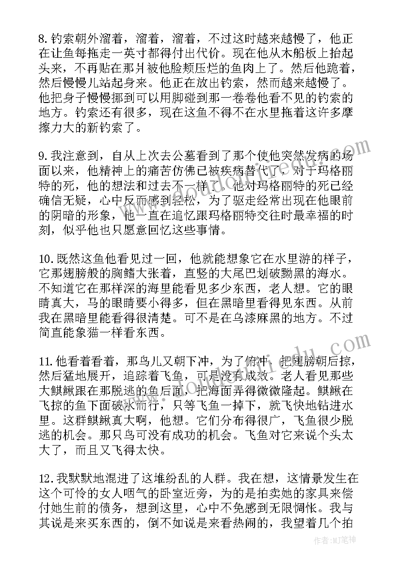 读后感好词好句摘抄 老人与海的好词好句及读后感(通用5篇)