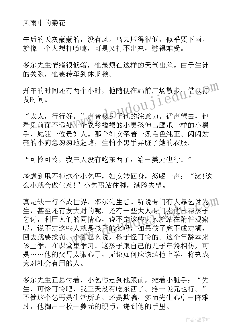 菊花开的读后感 风雨中的菊花读后感(模板5篇)