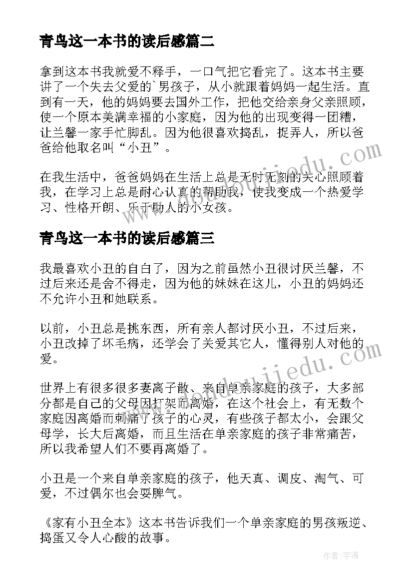 最新青鸟这一本书的读后感(优质5篇)