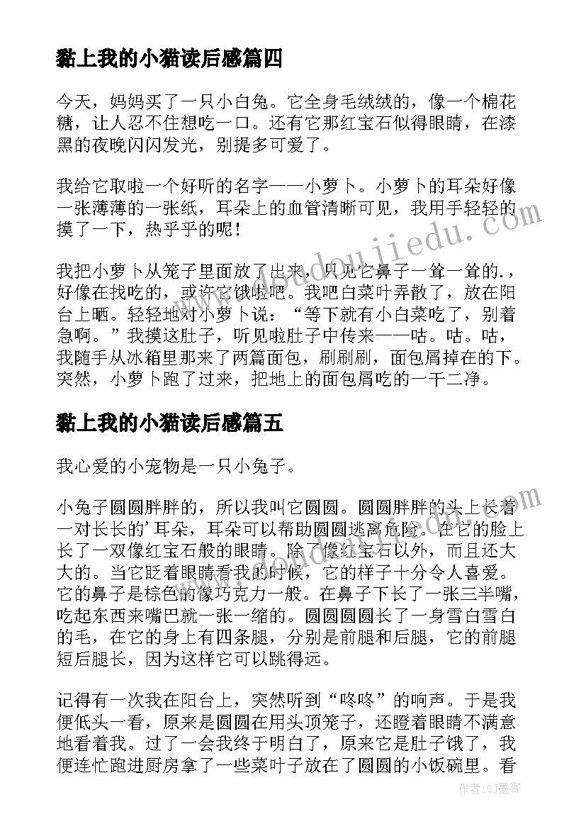 2023年黏上我的小猫读后感 小宠物三年级我的小猫(通用5篇)