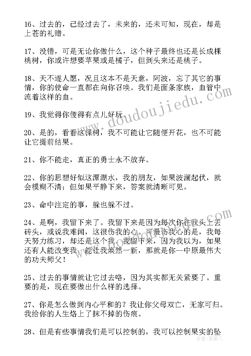 2023年功夫熊猫经典台词读后感 功夫熊猫经典台词(大全5篇)