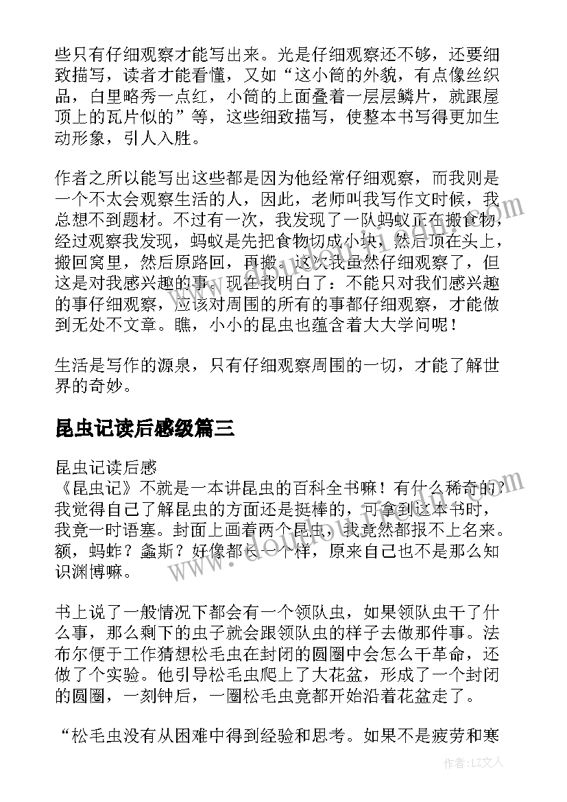 最新昆虫记读后感级 昆虫记四年级学生读后感(模板5篇)