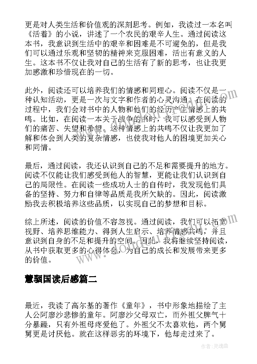 慧骃国读后感(实用5篇)