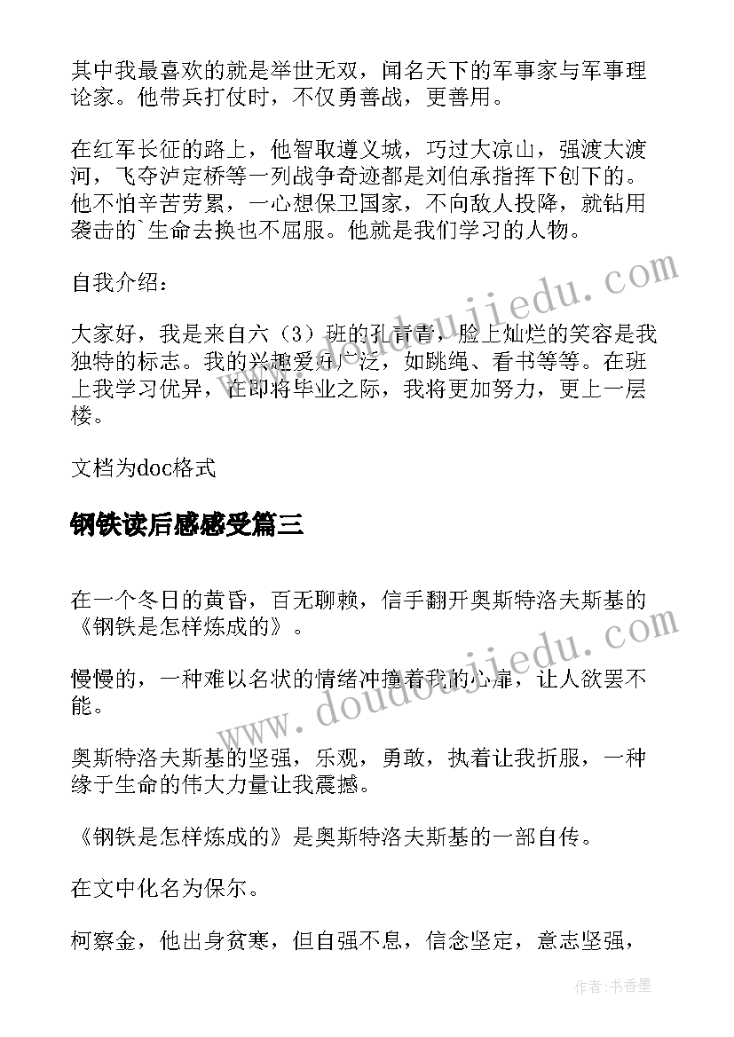 最新钢铁读后感感受(实用5篇)