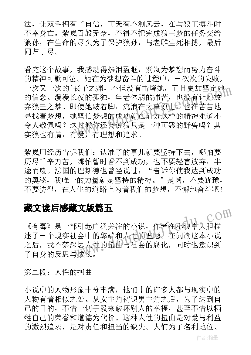 2023年藏文读后感藏文版(大全5篇)