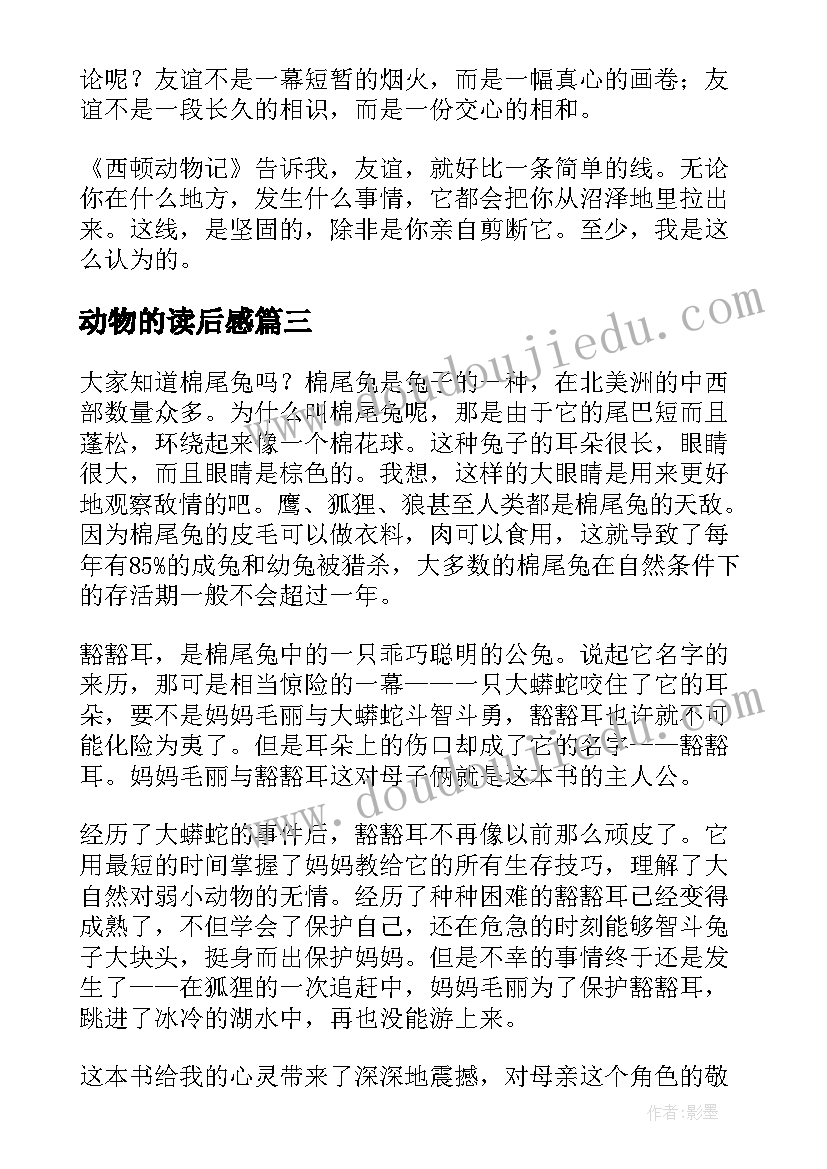 2023年动物的读后感(汇总5篇)