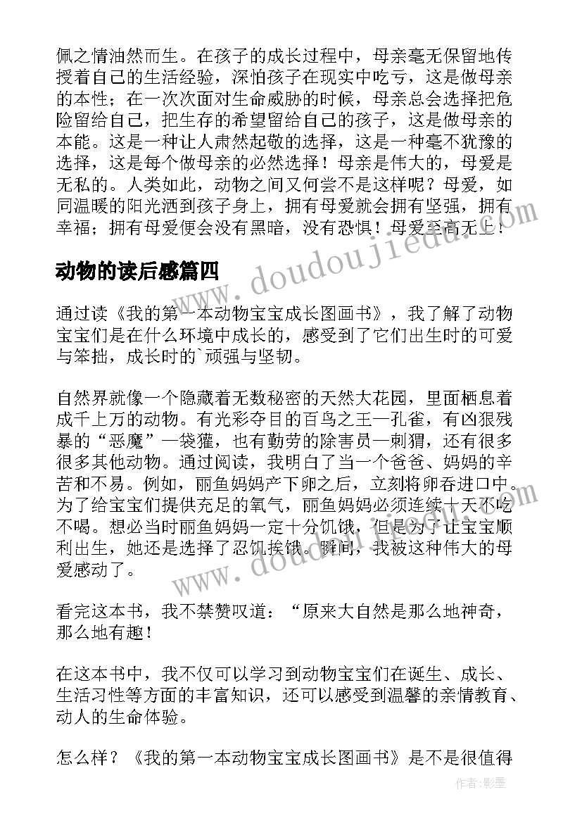 2023年动物的读后感(汇总5篇)