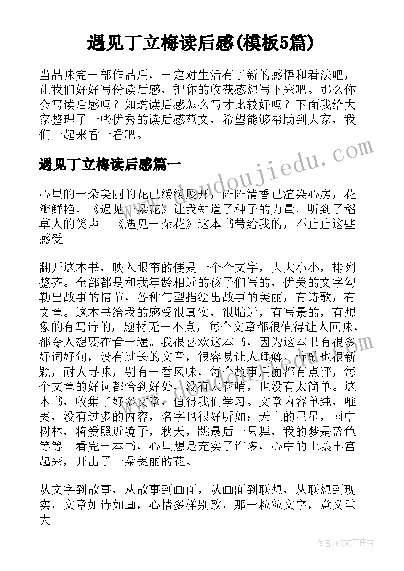 遇见丁立梅读后感(模板5篇)