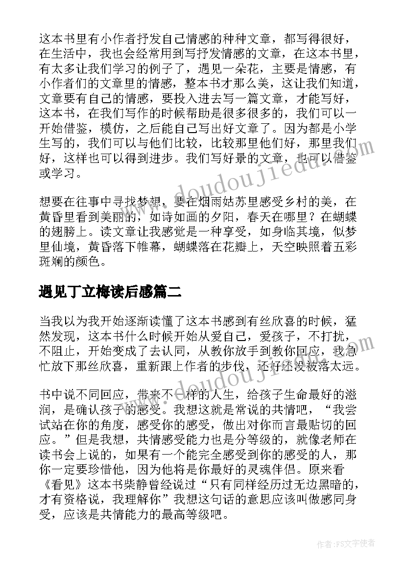 遇见丁立梅读后感(模板5篇)