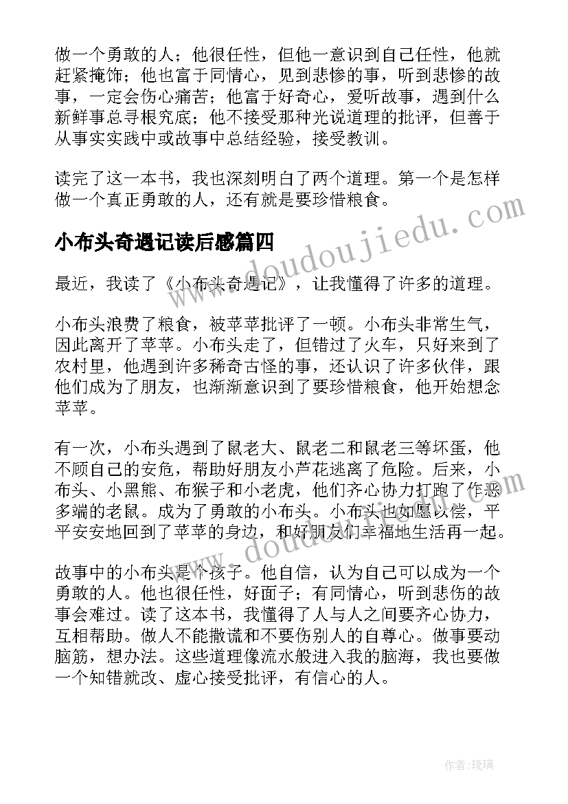 小布头奇遇记读后感(大全5篇)