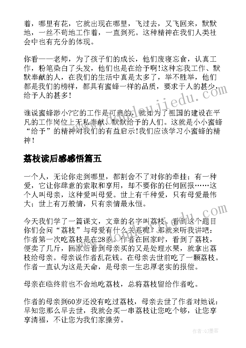 2023年荔枝读后感感悟(汇总5篇)