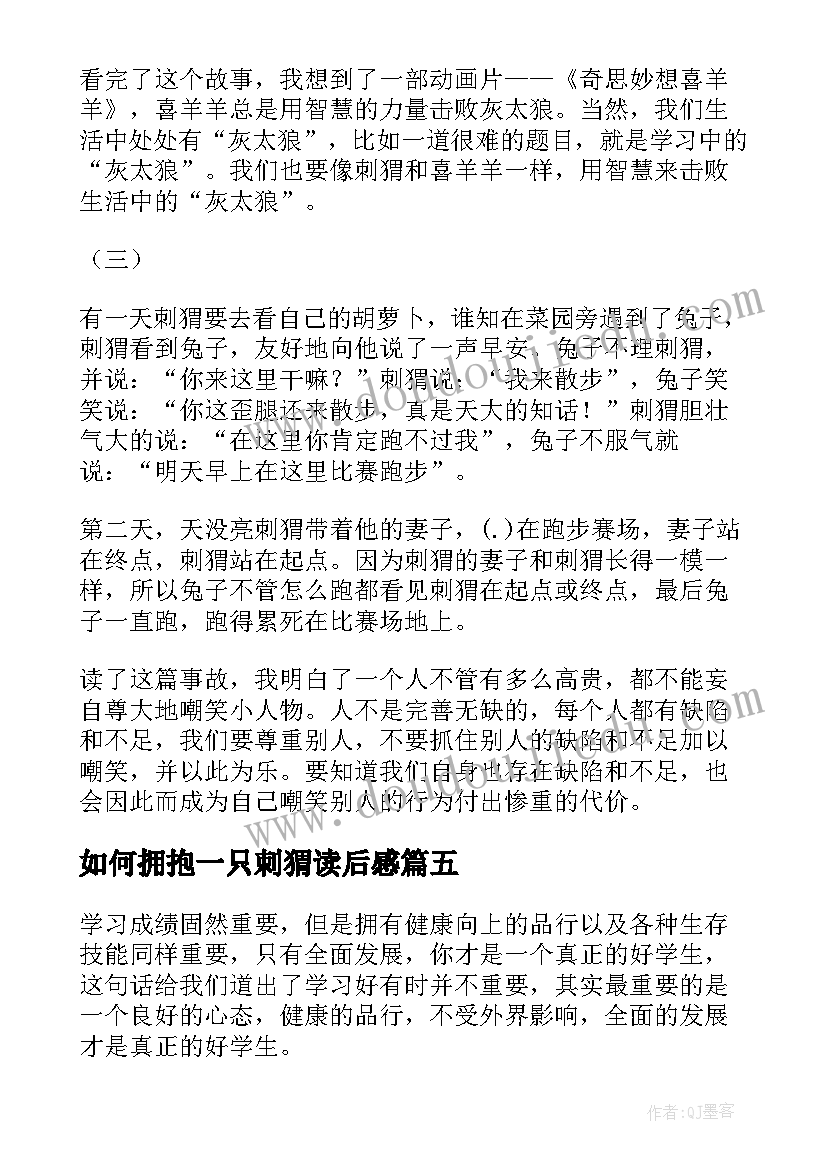 2023年如何拥抱一只刺猬读后感(实用5篇)