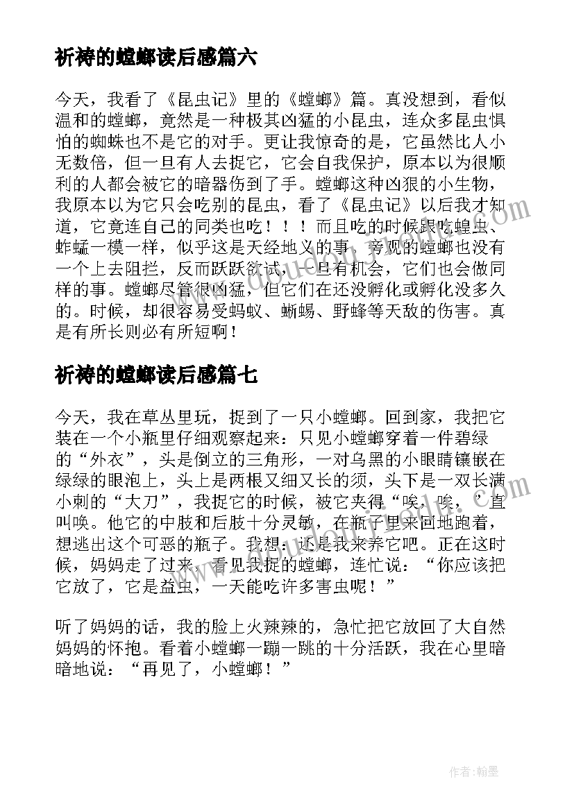 祈祷的螳螂读后感(模板7篇)